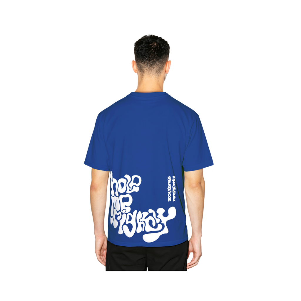 Hola Blue Puff Print Graphic T-Shirt