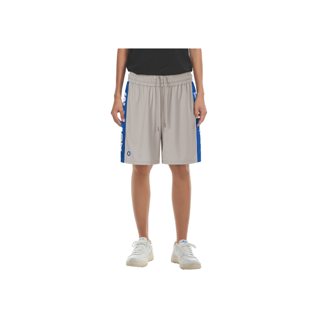 Court Basketball Shorts Taupe Gray & Blue