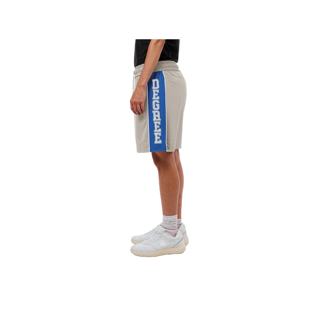 Court Basketball Shorts Taupe Gray & Blue