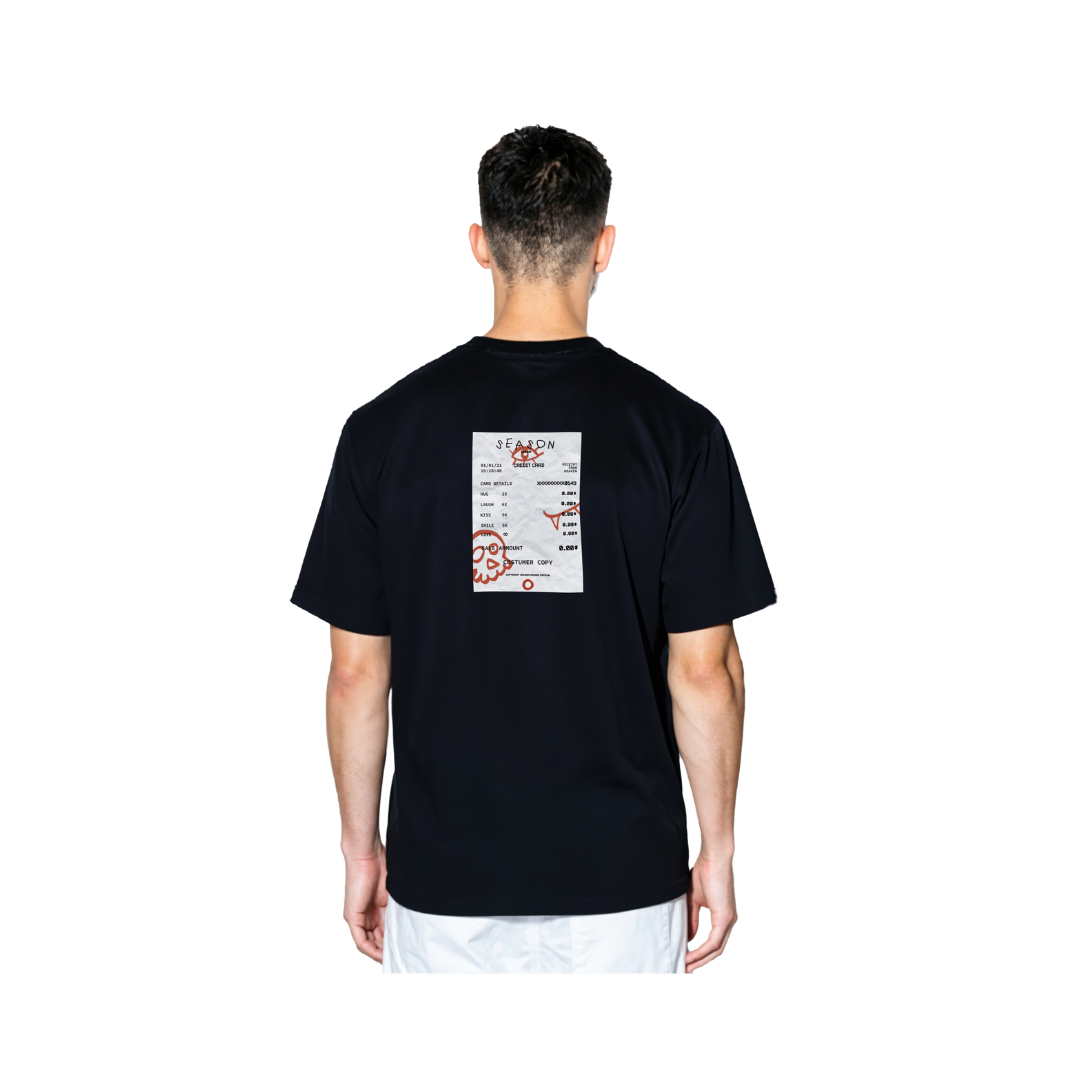 Black Receipt Print T-Shirt